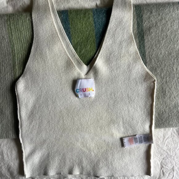 CRUSH Cotton/Silk/Cashmere Tank in creamy white S/M - Picture 4 of 4